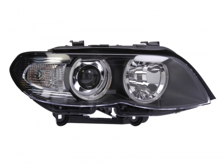 Iluminat auto - Far dreapta (D2S/H1/H10W/PY21W, reglaj electric, cu motoras, fundal negru, fundal transparent) BMW X5 (E53) 2000-2006