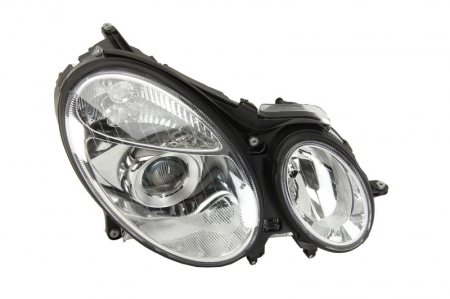 Iluminat auto - Far dreapta (D2S/H7, reglaj electric, cu motoras, fundal cromat, fundal transparent) MERCEDES Clasa E 2002-2006