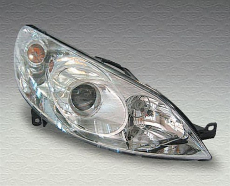 Far dreapta (D2S/H7, reglaj electric, cu motoras, fundal cromat) PEUGEOT 407, 407 SW