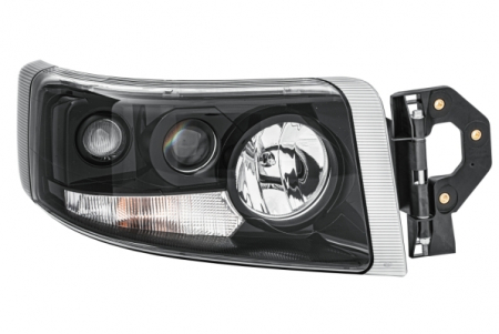 Iluminat auto - Far dreapta (H1/H3/H7, reglaj electric cu halogen de ceata, cu motoras, negru, Semnalizator transparent) RENAULT RVI PREMIUM 2 dupa 2005