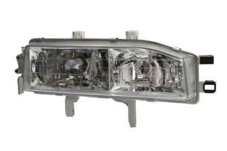Iluminat auto - Far Dreapta (H1/H4, manual, fara motoras, culoare insert: argintiu, culoare semnalizator: transparent) potrivit HONDA ACCORD IV