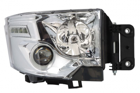 Iluminat auto - Far dreapta potrivit Renault Truck T dupa 2013 (H1/H7/LED, electric, cu motoras, cu lumini zi, culoare interior: crom)