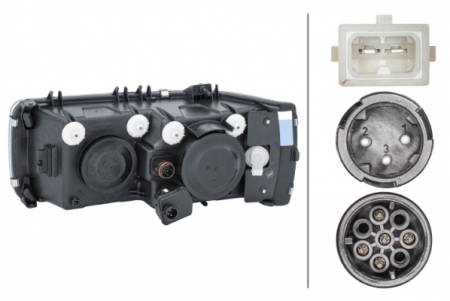Far dreapta (H1/H7/P21W/W5W, electric cu motoras, insertii crom, Semnalizator portocaliu) DAF 75 CF, CF 65, CF 75, CF 85, LF 45, LF 55, XF 105, XF 95 dupa 2001 [1]