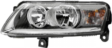 Iluminat auto - Far dreapta (H1/H7/PY21W/W5W, electric, cu motoras, fundal cromat, fundal portocaliu) AUDI A6, A6 ALLROAD