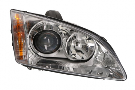 Piese Auto - Far dreapta (H1/H7, reglaj electric, cu motoras,cu iluminare in viraje, fundal cromat) FORD FOCUS 2004-2008