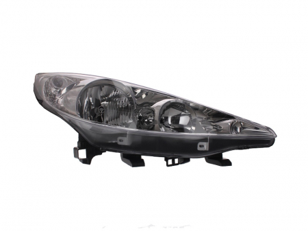 Piese Auto - Far dreapta (H1/H7, reglaj electric, cu motoras, fundal cromat, fundal transparent) PEUGEOT 207 2006-2009