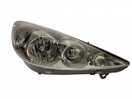 Piese Auto - Far dreapta (H1/H7, reglaj electric, cu motoras, fundal cromat) PEUGEOT 206+ 2009-2012