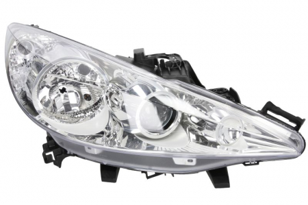 Piese Auto - Far dreapta (H1/H7, reglaj electric, cu motoras, fundal cromat) PEUGEOT 207, 207 CC, 207 SW