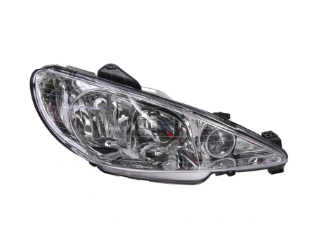 Piese Auto - Far dreapta (H1/H7, reglaj electric, fundal argintiu, Semnalizator argintiu) PEUGEOT 206 2003-2009