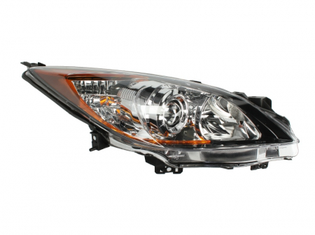 Piese Auto - Far dreapta (H11/HB3, electric, cu motoras, fundal cromat) MAZDA 3