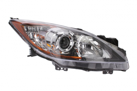 Piese Auto - Far dreapta (H11/HB3, electric, fundal cromat, fundal galben) MAZDA 3 2008-2011