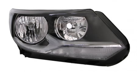 Faruri - Far dreapta (H15/H7, reglaj electric, fundal cromat, fundal transparent) VW TIGUAN 2007-2018