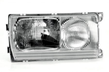 Iluminat auto - Far dreapta H3/H4, pneumatic, interior argintiu, semnalizator transparent MERCEDES W123 intre 1976-1985