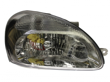 Iluminat auto - Far dreapta (H4, electric, cu motoras, fundal cromat, fundal transparent) DAEWOO NUBIRA 1997-1999