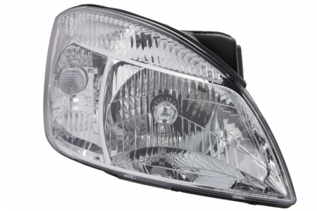 Iluminat auto - Far dreapta (H4, electric, cu motoras, fundal cromat, fundal transparent) KIA RIO, HATCHBACK/LIMUZINA/COMBI 2005-2011