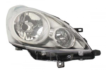 Iluminat auto - Far dreapta (H4, electric, fundal argintiu, fundal transparent) NISSAN NOTE 2009-2013