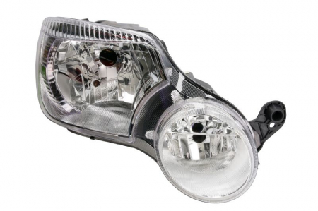 Iluminat auto - Far dreapta (H4/H7, reglaj electric, cu motoras, fundal argintiu) SKODA YETI 2009-2013