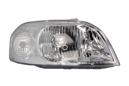 Faruri - Far Dreapta potrivit CHEVROLET AVEO / KALOS pana in 2011 (H4, manual, fara motoras, culoare insert: cromat, culoare semnalizator: transparent)