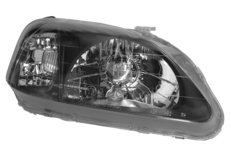 Iluminat auto - Far Dreapta (H4, manual, fara motoras, culoare insert: negru, culoare semnalizator: alb) potrivit HONDA CIVIC VI -12.99