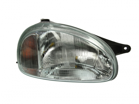 Iluminat auto - Far Dreapta potrivit OPEL COMBO/MINIVAN, CORSA A TR, CORSA B (H4, mecanic, fara motoras, halogen, culoare interior argintiu, culoare semnalizator: transparent)