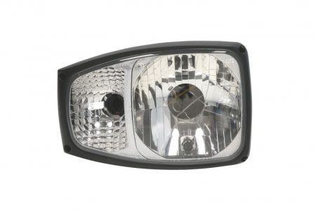 Iluminat auto - Far dreapta (H4/PY21W/W5W, manual, culoare insert: crom platinat, culoare indicator: transparent) potrivit JCB 400, 5, 500, FASTRAC, TM
