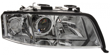 Faruri - Far Dreapta potrivit AUDI A6 C5, ALLROAD C5 2001-2004 (H7/H7, electric, fara motoras, culoare insert: cromat, culoare semnalizator: transparent)