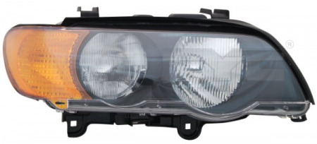 Iluminat auto - Far Dreapta potrivit BMW X5 (E53) (H7/HB3, electric, cu motor, culoare interior: negru, culoare semnalizator: portocaliu)