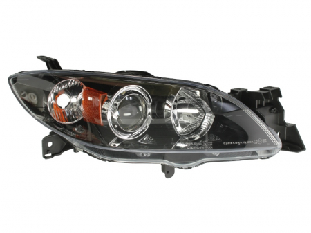 Piese Auto - Far dreapta (H7/HB3, electric, fundal cromat, fundal transparent) MAZDA 3 2003-2006