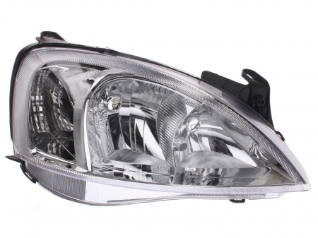 Iluminat auto - Far dreapta (H7, reglaj electric, cu motoras, fundal cromat) OPEL COMBO, CORSA 2000-2010