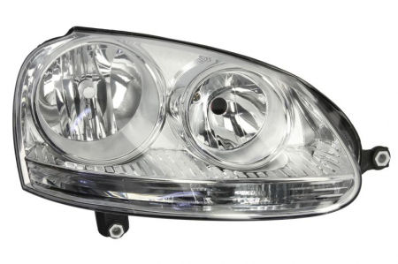 Iluminat auto - Far dreapta (H7, reglaj electric, cu motoras, fundal cromat) VW GOLF, JETTA 2003-2010