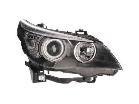 Iluminat auto - Far dreapta (H7, reglaj electric, cu motoras, fundal negru) BMW Seria 5 2003-2007