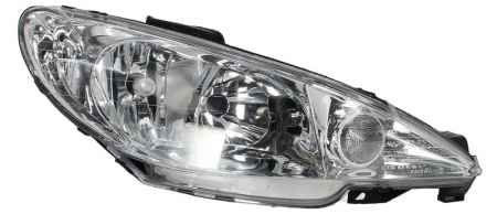 Piese Auto - Far dreapta (H7, reglaj electric, fundal cromat) PEUGEOT 206 2003-2009