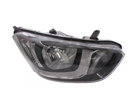 Far dreapta (H7, reglaj electric, fundal cromat, Semnalizator argintiu) HYUNDAI I20 2008-2015 [0]