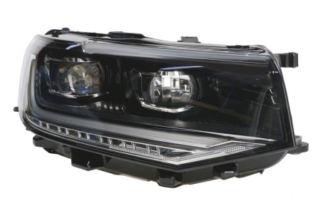 Iluminat auto - Far Dreapta potrivit VW T-CROSS dupa 2018 (LED, electric, cu motor, culoare interior negru, culoare semnalizator: portocaliu)