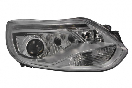Faruri - Far Dreapta potrivit FORD FOCUS III; FORD USA FOCUS (xenon, D3S/H1/H7/LED/PY21W, electric, cu motor, culoare insert: cromat, culoare semnalizator: transparent)