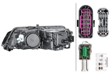 Far fata Dreapta potrivit AUDI A8 D4 2009-2013 (bi-xenon, D3S/H7/PSY24W, electric, cu motor, bec) [1]
