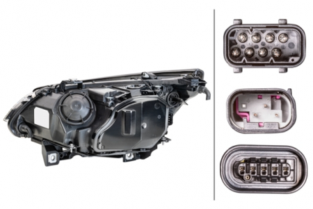 Far fata Dreapta potrivit BMW 5 (E60), 5 (E61) 2003-2005 (bi-xenon/halogen, D2S/H10W/H7/PY21W, electric, cu motor, bec, culoare insert: negru, culoare semnalizator: alb) [1]