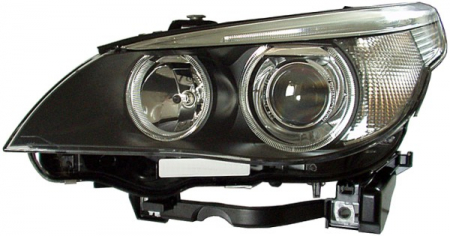 Faruri - Far fata Dreapta potrivit BMW 5 (E60), 5 (E61) pana in 2005 (bi-xenon/halogen, D2S/H7/PY21W, electric, cu motor, bec, culoare semnalizator: transparent)