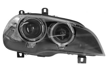 Faruri - Far fata Dreapta potrivit BMW X5 (E70) pana in 2008 (D1S/LED/PY24W, electric, cu motor, culoare insert: negru, culoare semnalizator: portocaliu)