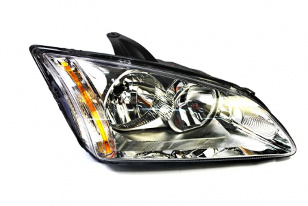 Faruri - Far fata dreapta potrivit FORD FOCUS II (H1/H7, electric, fara motoras, culoare interior: cromat, culoare semnalizator: galben)
