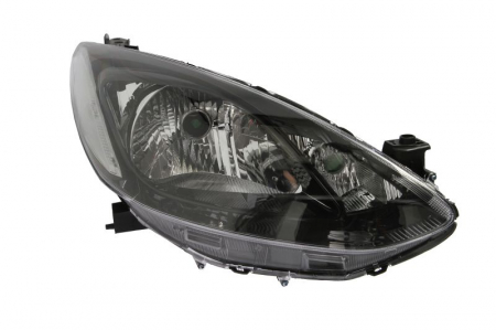 Far fata dreapta (H4, electric, manual, cu motor, culoare interior: negru, culoare semnalizator: transparent) potrivit MAZDA 2 -06.15 [0]