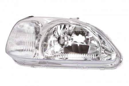 Far fata Dreapta (H4, manual, fara motoras, culoare insertie: argintiu, culoare semnalizator: alb) potrivit HONDA CIVIC VI -12.98 [0]