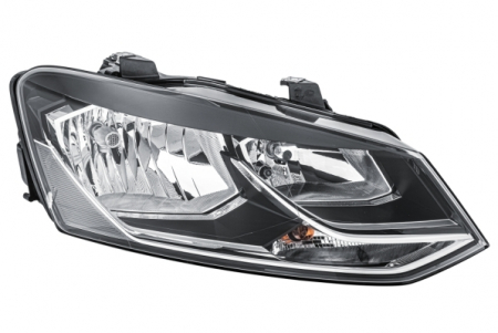Far fata Dreapta potrivit VW POLO, POLO V (halogen, H7/H7/W5W/WY21W, electric, cu motor, bec, culoare insert: cromat, culoare semnalizator: portocaliu) [2]