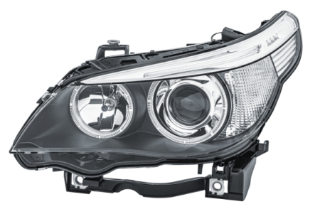 Iluminat auto - Far fata Stanga (bi-xenon/halogen, D2S/H7/PY21W, electric, cu motor, bec, culoare semnalizator: transparent) potrivit BMW 5 (E60), 5 (E61) -02.05