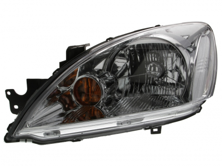 Far fata stanga (H4, electric, fara motoras, culoare interior: cromat, culoare semnalizator: galben) potrivit MITSUBISHI LANCER VII 01.04-12.08 [0]