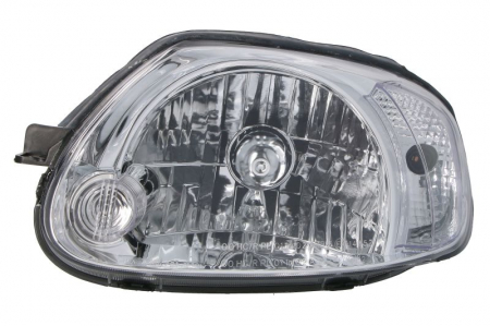 Far fata stanga (H4, electric, fara motoras, culoare interior: cromat, culoare semnalizator: transparent) potrivit HYUNDAI ACCENT II [2]