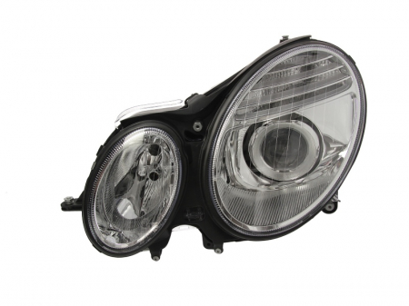 Faruri - Far fata stanga potrivit MERCEDES E T-MODEL (S211), E (VF211), E (W211) 2002-2009 (H7, electric, cu motor, culoare interior: cromat, culoare semnalizator: transparent)
