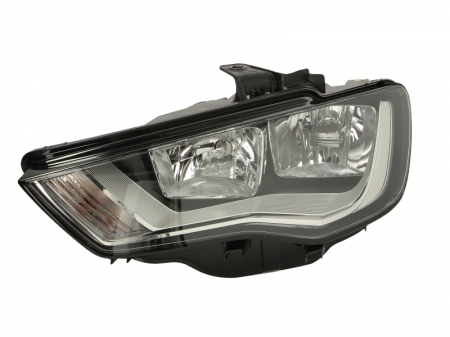 Far fata Stanga potrivit AUDI A3 pana in 2016 (halogen, H15/H7/PSY24W, electric, cu motor, bec, culoare insert: argintiu) [0]