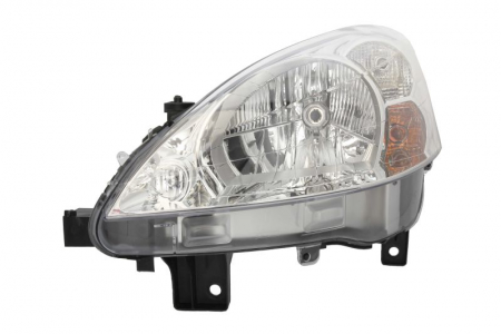 Iluminat auto - Far fata Stanga potrivit PEUGEOT PARTNER, PARTNER TEPEE, PARTNER/MINIVAN 2008-2012 (halogen, H4/W5W, electric, cu motor, culoare insert: cromat, culoare semnalizator: transparent)