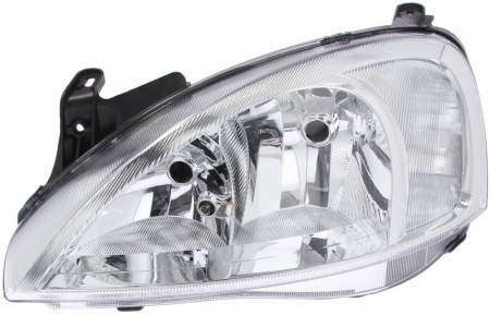 Iluminat auto - Far fata Stanga potrivit OPEL COMBO TOUR, COMBO/MINIVAN, CORSA C pana in 2003 (halogen, H7, electric, fara motoras, culoare insert: cromat, culoare semnalizator: transparent)